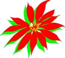 red flower with a green silhouette