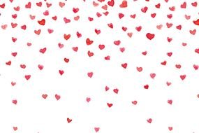 drawn rain of pink hearts