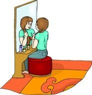 Girl Combing Hair drawing