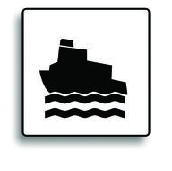 black ship on the waves as a pictogram