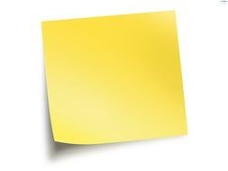 yellow sticker on white background