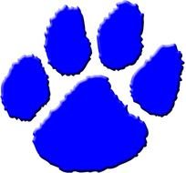 drawn blue bear footprint on a white background