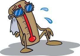 cartoon Thermometer at hot weather