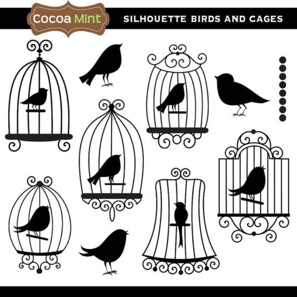 Silhouette Birds And Cages By Cocoamint On Etsy