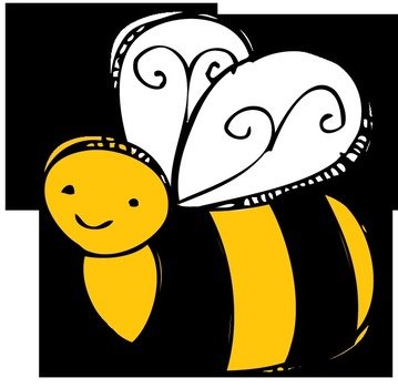 drawing of a bee on a black background