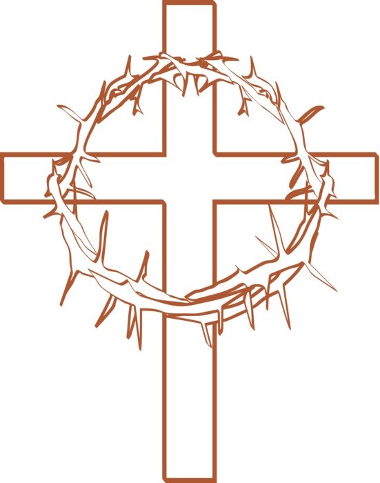drawing of a prickly wreath on the cross