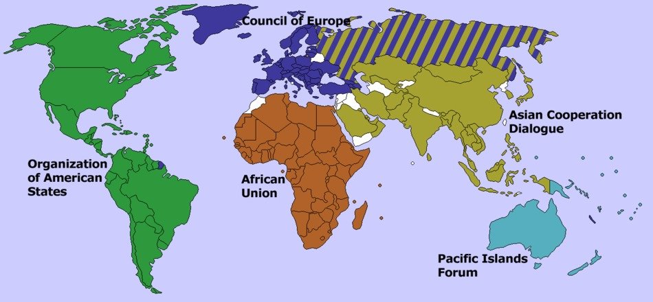 Continental Map as a colorful picture