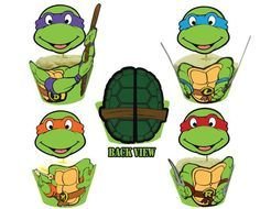 Teenage Mutant Ninja Turtles Cupcake Toppers Wrappers Birthday Party