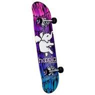 bottom view of bright printed skateboard