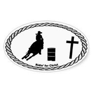 Name Barrel Racing Cross Euro Style Oval Sticker