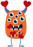 monster with hearts
