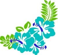 Blue Green Tropical Flowers drawing