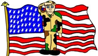 Clip art of American flag and soldier