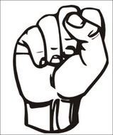 black and white drawing of a fist