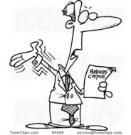 Cartoon Black And White Line Drawing Of A Lawyer Reading Habeas Corpus