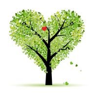 green tree and red heart drawing