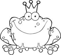 toad in crown on head, drawing