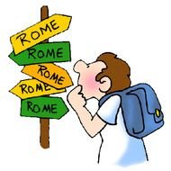 Clipart of the man and Rome colorful road signs