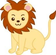 drawing of a lion with a brown mane on a white background