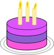 picture of a cake with three candles