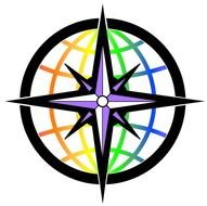 painted wind rose on a background of the globe