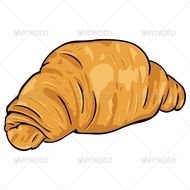 Vector Cartoon Croissant From Flaky Pastry Food Objects