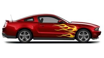 Customized car with flame painting on side