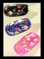 Clipart of three different nail designs