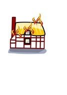 drawn cartoon burning house