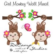 Monkey Wall Art Mural Decal Baby Girl Nursery Kids Room 158 $1500