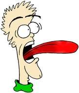 cartoon head of a man with a big red tongue