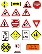 set of traffic signs