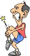 cartoon man hit his knee