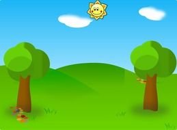 Trees and field clipart