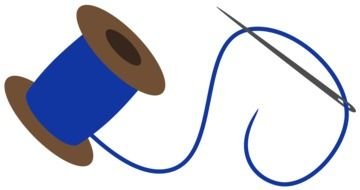 blue thread sewing needle