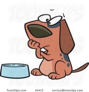Cartoon Hungry Dog Watching His Bowl 4415 By Ron Leishman