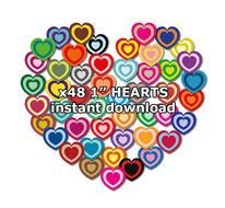 48 Hearts Set 1 Vivid Colors For Scrapbooking Cards Mixed