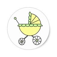 Its A Baby Yellow Green Carriage Round Sticker Zazzle