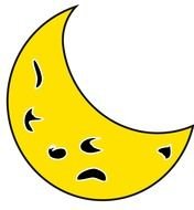 yellow crescent moon with spots as an illustration