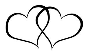 two white connected hearts
