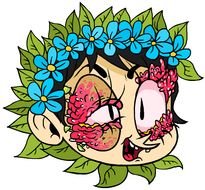 crazy face girl drawing