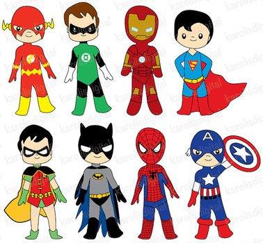Superheroes Digital Set Ironman Batman Flash Spiderman clipart