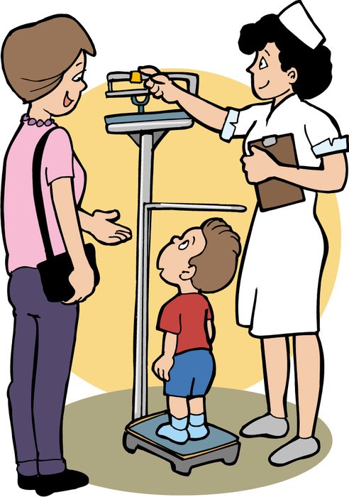painted baby weighing at physical examination