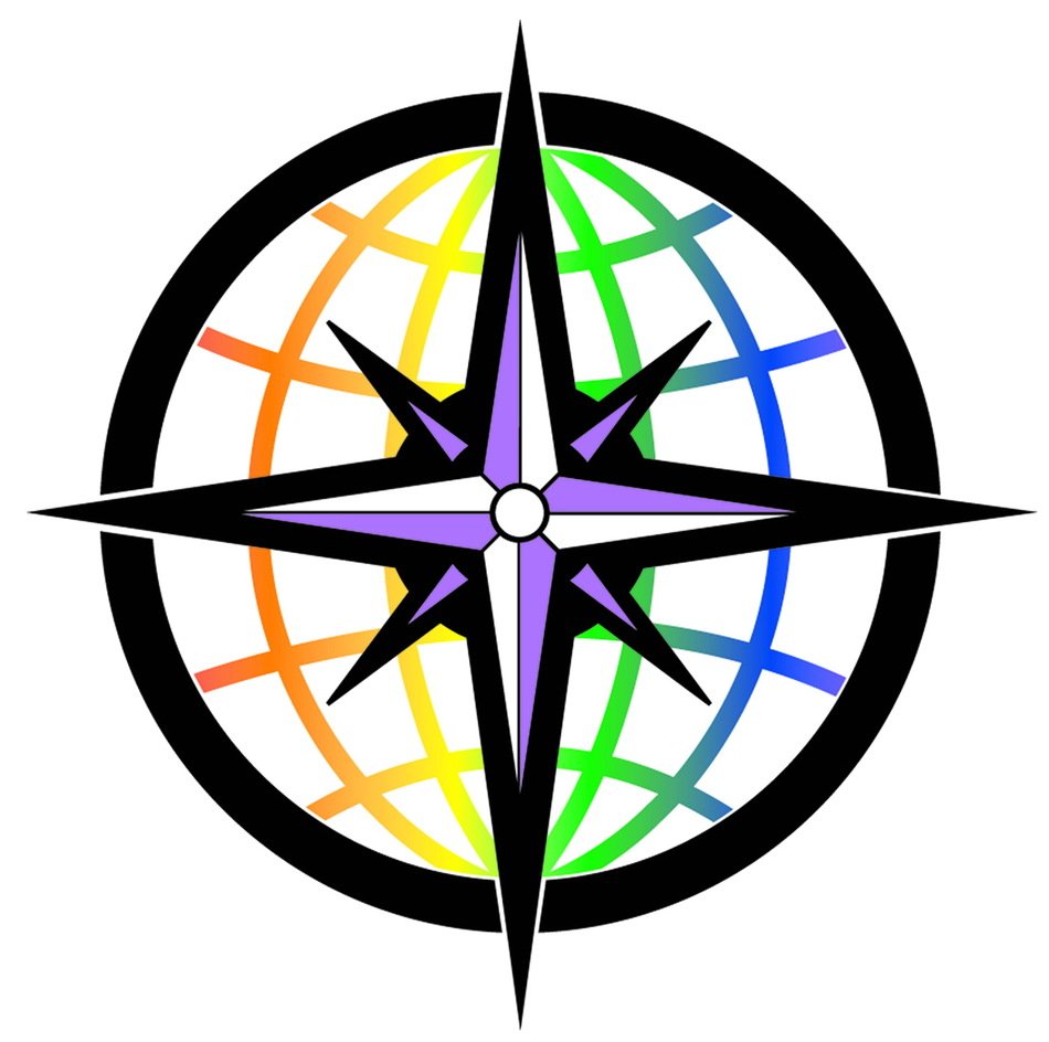painted wind rose on a background of the globe