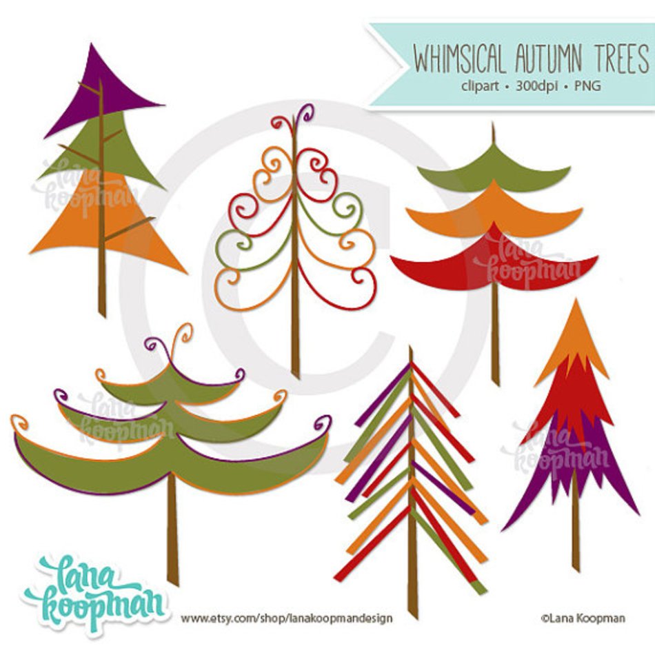Autumn Trees Modern Tree Whimsical