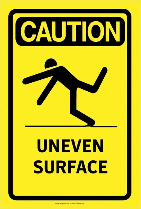 caution uneven surface drawing