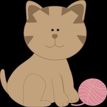 Kitty Cat Playing With Yarn Brown A Ball Of clipart