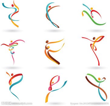 七彩线条舞蹈人物标志矢量图 企业logo标志 标志图标