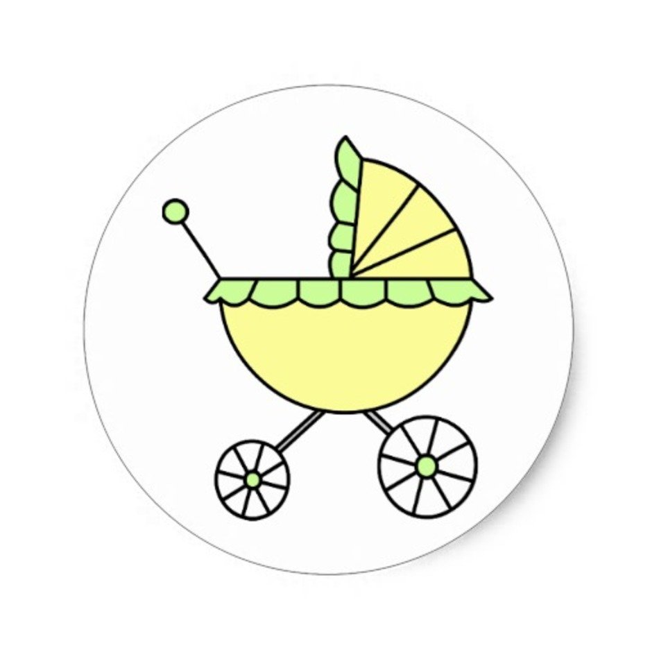 Its A Baby Yellow Green Carriage Round Sticker Zazzle