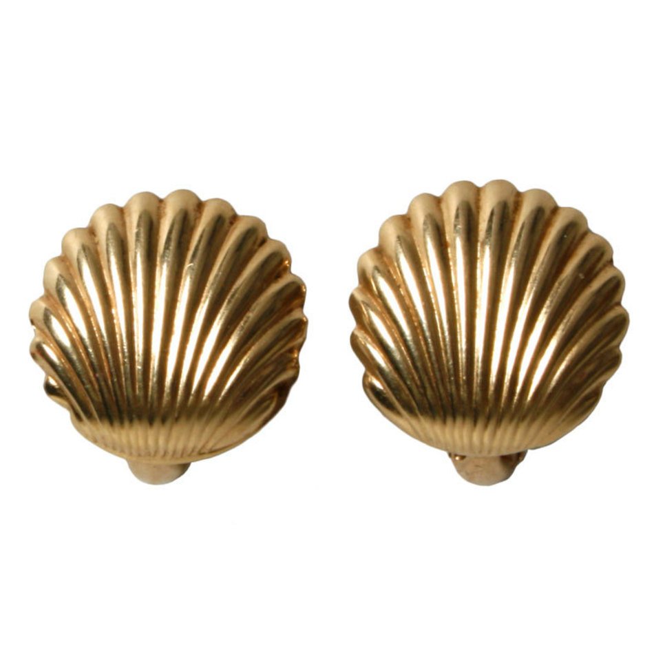 golden seashells on a white background